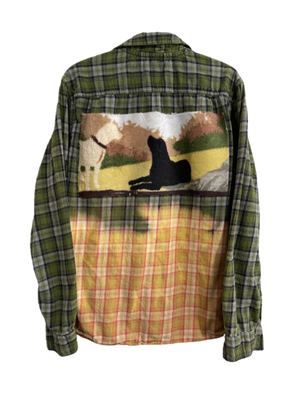 Upcycled “Dog Lover” Plaid Flannel Shirt.